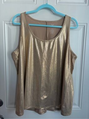 LIVI Lane Bryant Active Metallic Liquid Gold Tank